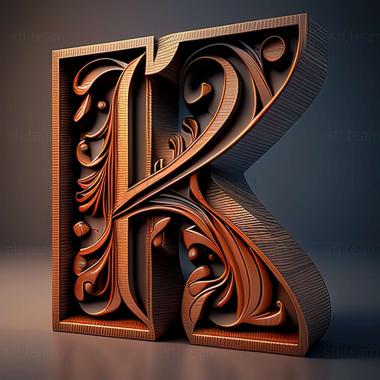 3D model Kakka singular of the Punjabi letter K (STL)